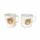 Vintage Anchor Hocking Fire King Esso Tony the Tiger Coffee Mug Set of 2