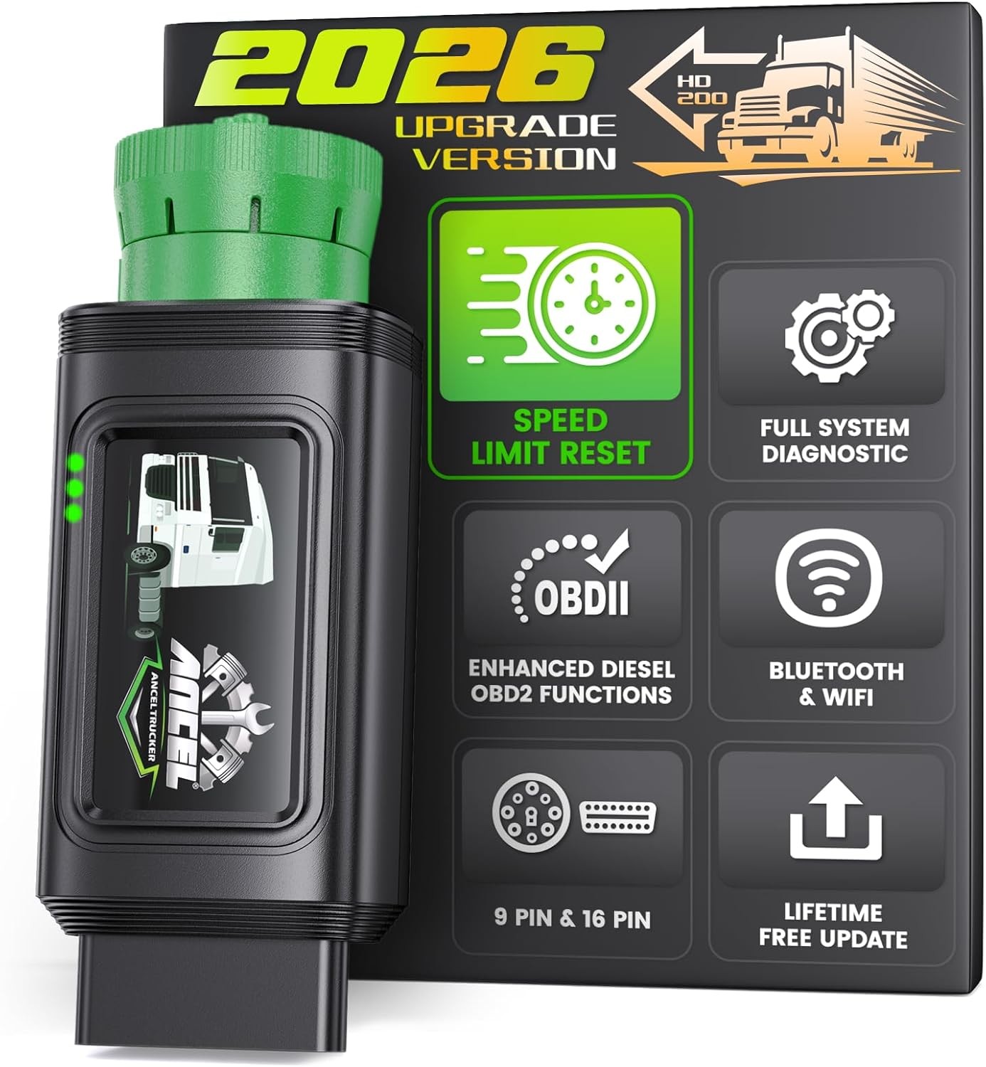 ANCEL HD200 Full System Heavy Duty Truck Scanner Speed Limit Reset for Cummins