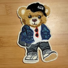 5" Teddy Bear SEW on Patch Plush Chenille Embroidered Hip Hop Glittery Jacket