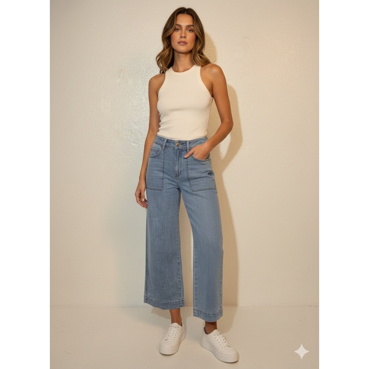 Joes Jeans Wide Leg Jeans Womens Size 25 Cropped High Rise Light Wash Denim
