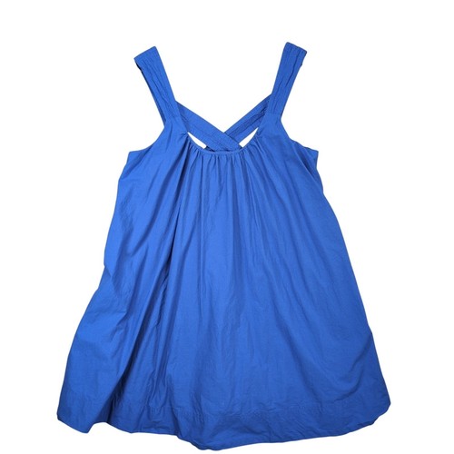 Anthropologie Maeve Cross-Back Mini Dress, Sz L Blue Cotton Babydoll Pockets - Picture 2 of 7