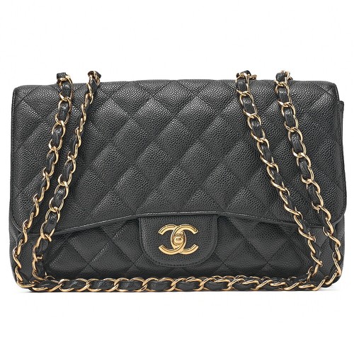 CHANEL Matelasse 30cm Single Flap Chain Shoulder Bag Black 461763