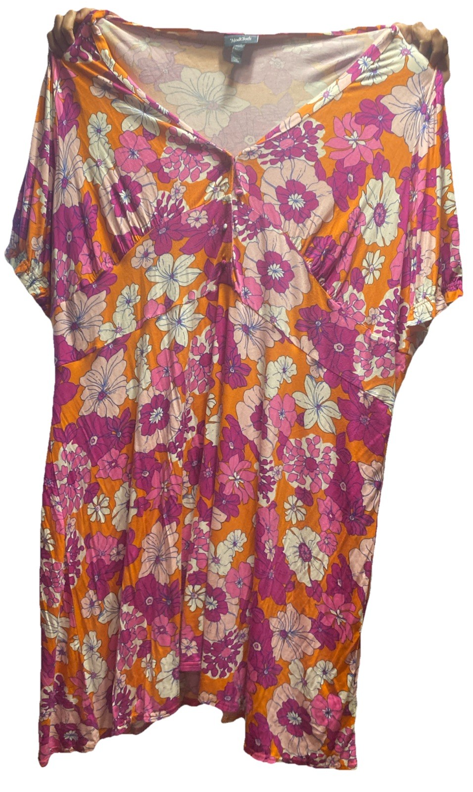 ModCloth Women’s Dress, Plus Size 4X, Floral Pattern In Orange And Pink ￼