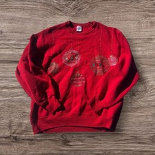 Vintage Jerzees Super Sweats Red Sweatshirt Holiday Sweater Adult Size L