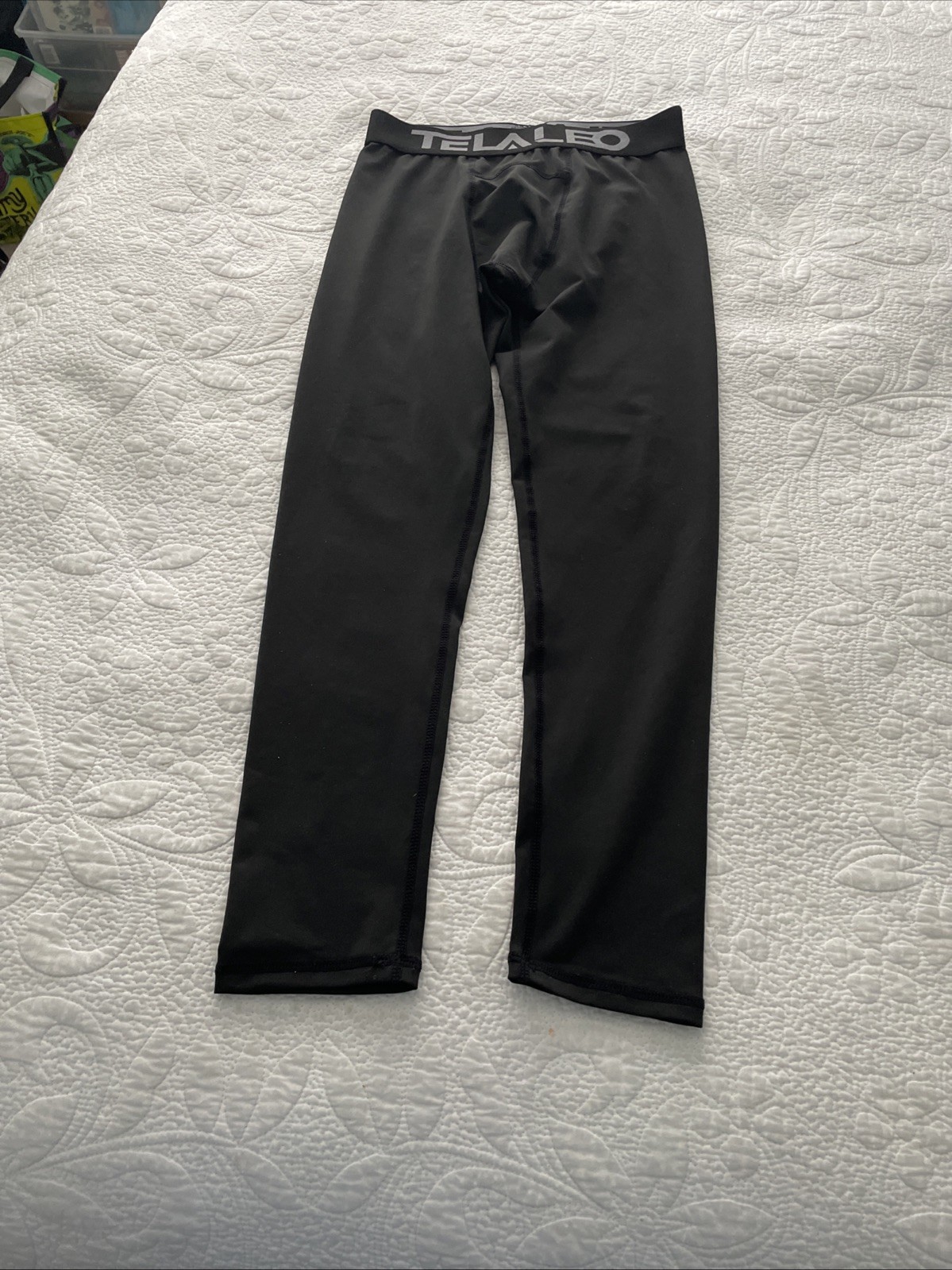 Telaleo Boy's Youth Athletic Compression Pants Solid Black Size Medium 10/12 Y