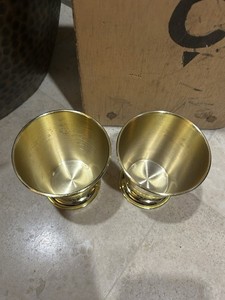 Set Of 2 Angel's Envy Bourbon Whiskey Gold Engraved Mint Julep Cups