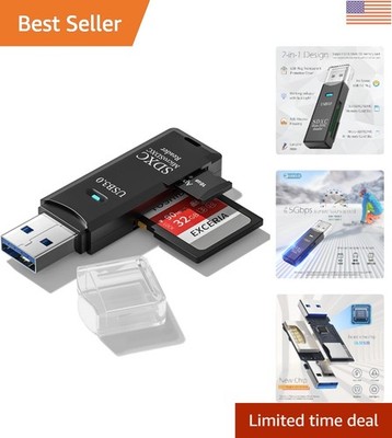 Portable USB 3.0 Card Reader for SD/Micro SD - Fast Transfers & Easy Sharing