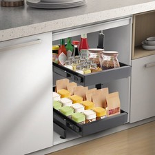 Black Expandable Pull-out Cabinet Organizer Pull Out Drawers For Kitchen Cabinet