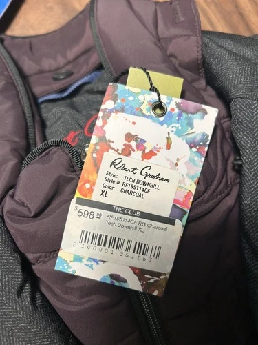 NWT Robert Graham Codussi Quilted Grey Jacket Removable Bib Insert XL  image 3