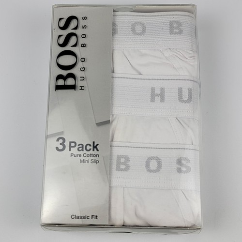 Hugo Boss Classic Fit Brief 3 Pack Pure Cotton Mini Slip White 2XL Underwear New - Picture 2 of 9