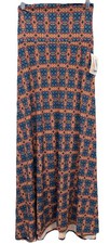 NEW LuLaRoe XL Teal Pink Orange Yellow Geometric Slinky Fabric Maxi Skirt Dress