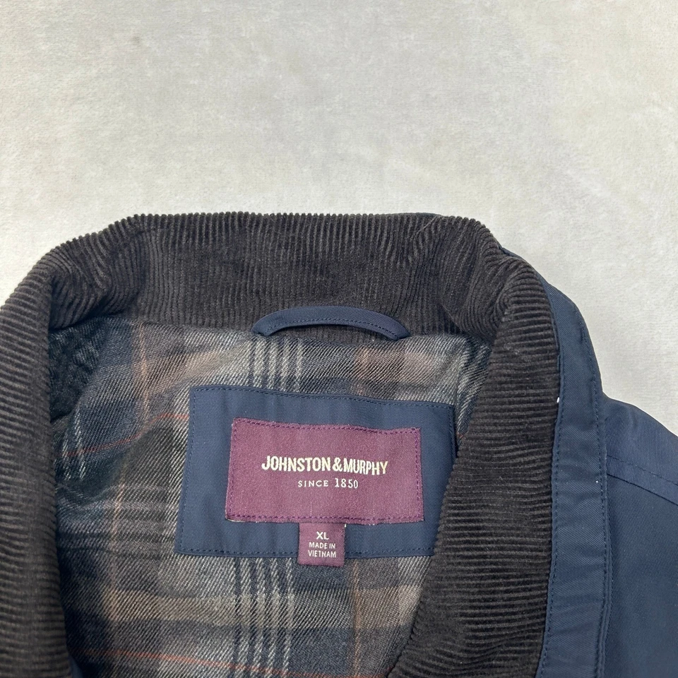 Chaqueta de Campo Johnston & Murphy Para Hombres XL Azul Cremallera Completa Abotonada Tareas Aisladas Foto 4 de 4