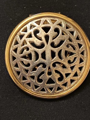 PREMIER DESIGNS Scrolled Scarf Clip Round Mixed Metal Tones Classic Career LARP