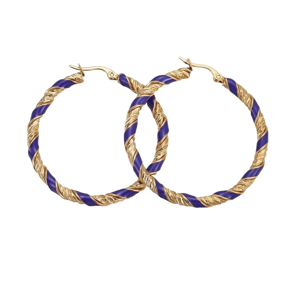 Aro de Acero Inoxidable Esmalte Pendientes De Moda