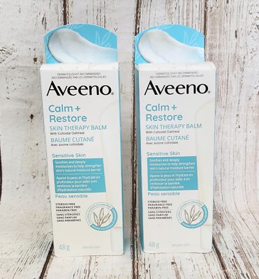 2X NEW, AVEENO Calm+ Restore Skin Therapy Balm 48g ea - EXP 2024/10