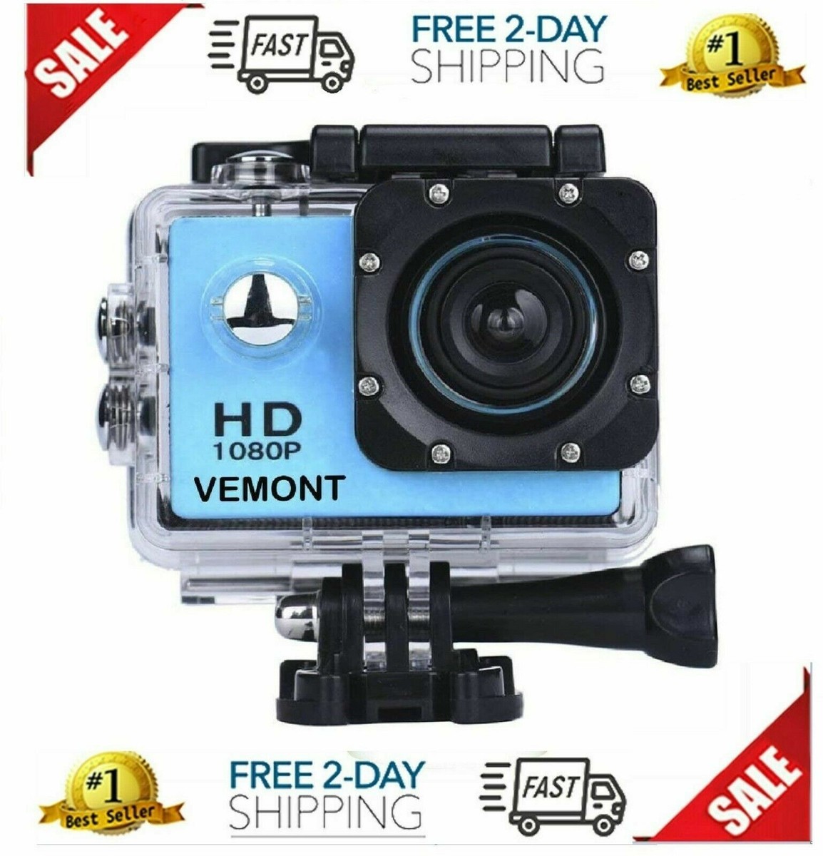 Vemont Action Camera 1080P 12MP Sports Full HD In Underwater