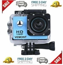 Vemont Action Camera 1080P 12MP Sports Full HD 2.0 In Underwater Waterproof Blue