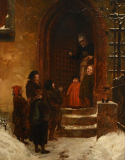 "Chanteurs de cours", peinture à l'huile de Hermann Lindenschmit