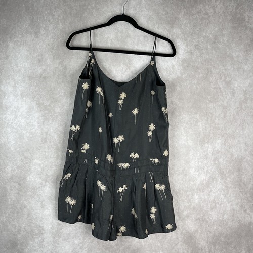 Rag & Bone 100% Silk Dot & Palm Tree Print Dune Short Romper Women's Size 4 - Picture 3 of 9