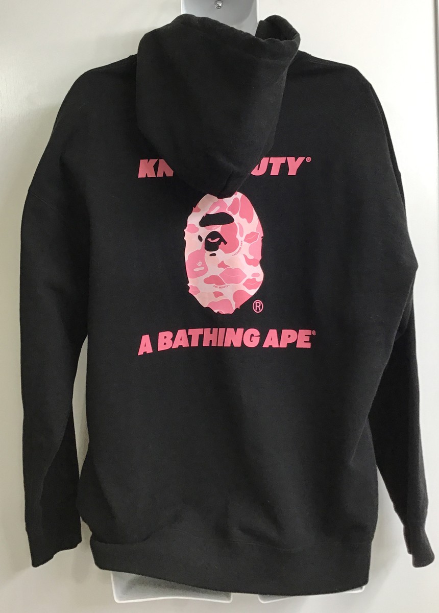 A BATHING APE 長袖トレーナー ブラック/ピンク A Bathing Ape Sweatshirt Black Hoodie Pink Knc Beauty Logo Size M