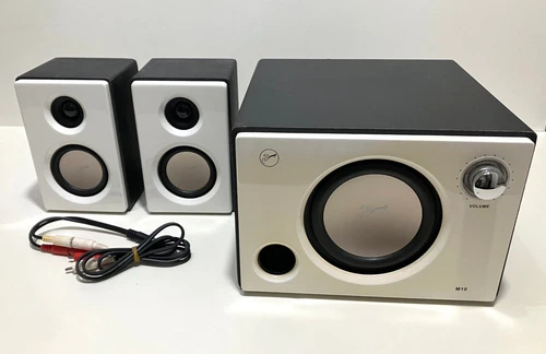 Swans M10 2.1 White Bluetooth Powered Computer Bookshelf Speaker with Subwoofer