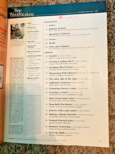Fine Woodworking Magazine Nov./Dec. 1986, No 61 - Shell Carving - Picture 2 of 10