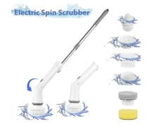 Powerful Electric Cleaning System with Extension Rod: 2 Speeds, 6 Brush Heads 