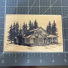 Vintage INKADINKADO House Winter Scene Christmas Stamp 4930