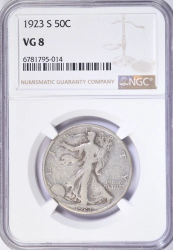 1923-S WALKING LIBERTY HALF DOLLAR ~ FRESH SLAB SOLID NGC VG 8! (INV#014)