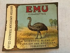 EMU Cigarettes Vintage Label, British - American Tobacco Co.