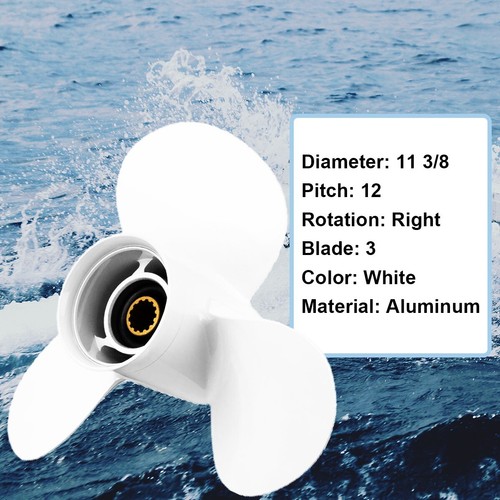 11 3/8 x 12 Boat propeller 13 Spline Fit Yamaha 25-60 HP, 663-45952-02-EL,RH - Picture 2 of 7