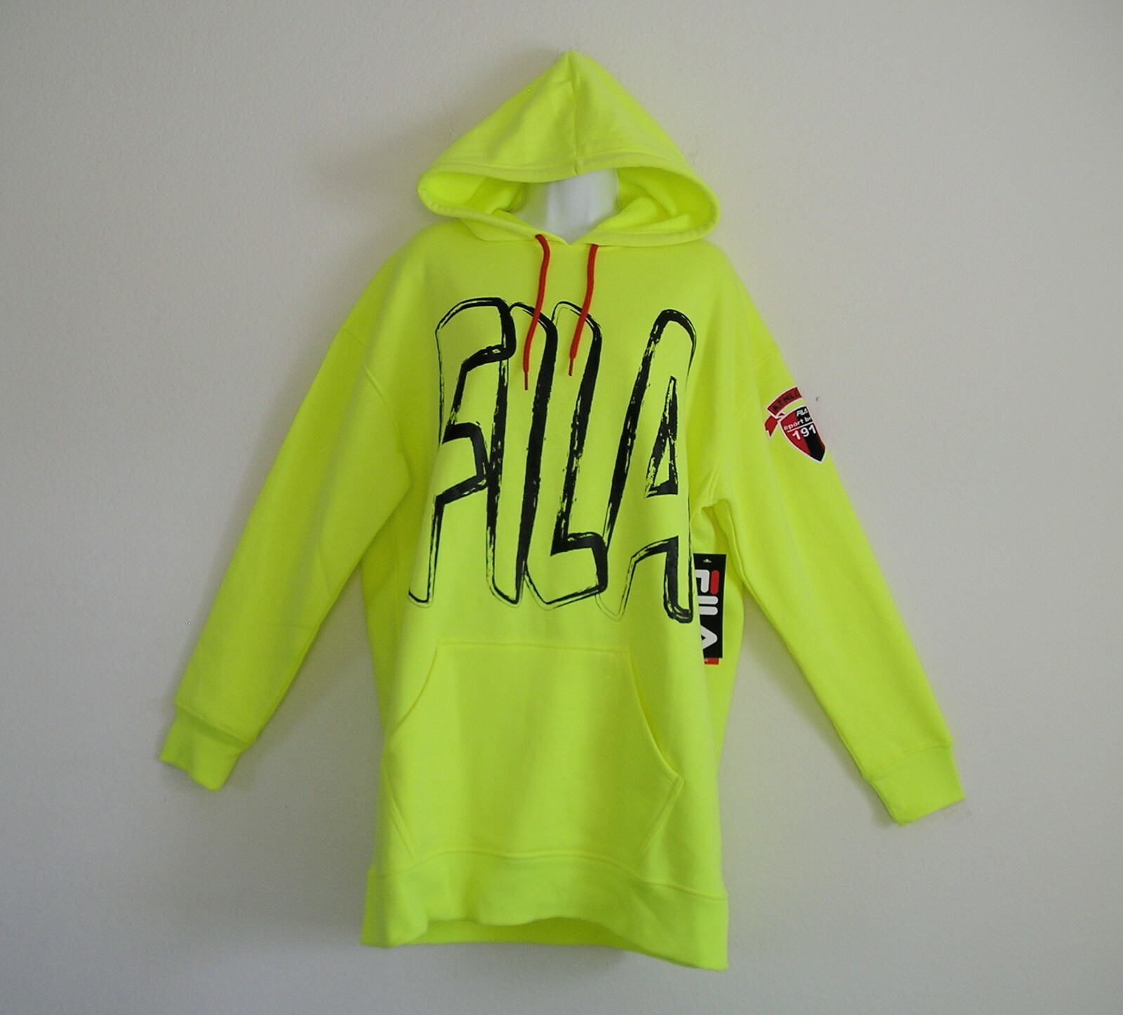 Fila HOMEY HOODIE DRESS felpa camicia pile cappuccio casual lavoro top~donna tg L~nuovo con etichette