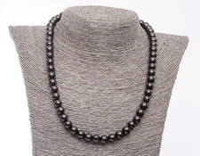 SHUNGITE Beads Necklace 8mm Polished EMF Protection Stone