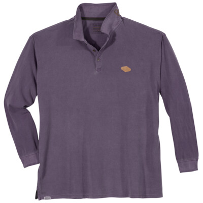 Redfield Langarm-Poloshirt Vintage Übergröße pflaume
