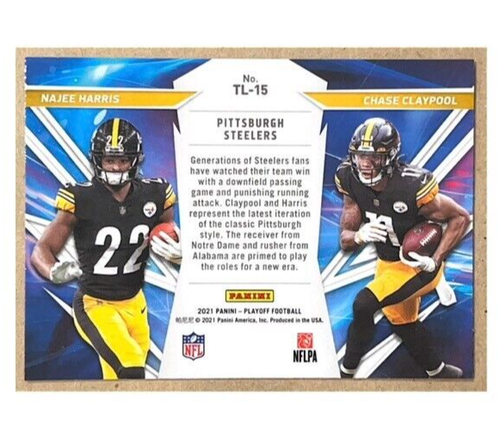 2021 Panini Playoff Thunder & Lightning NAJEE HARRIS + Claypool #TL-15 STEELERS! - Picture 2 of 2