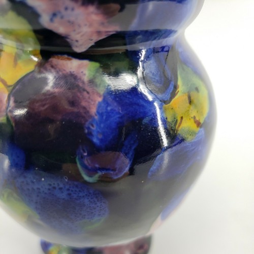 Vintage Cobalt Floral Pansy Vase Hand Painted Vase 5" Signed Small Vessel - Imagen 11 de 11