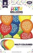 Happy Birthday Party Balloons 2 Packs of 10 Multicoloured Balloons Helium or Air