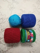 Artiste Cotton Crochet Thread Size 5 - LOT of 4 balls - Red Blue Green Turquoise