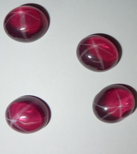 Transparent Star Ruby Oval 12x10 mm Cabochon 6 Rayed Lab-created 3 pieces Lot - Picture 11 of 12