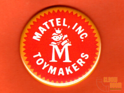 One 2.25'' round vintage Mattel toys logo art fridge/locker magnet 