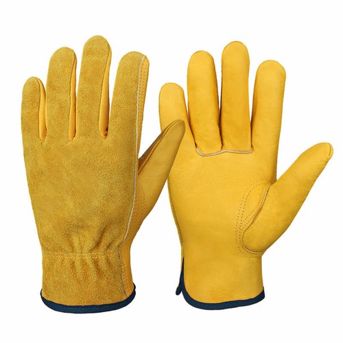 Cowhide Leather Work Gloves Safety Protection For Construction Yard Work Garden - Picture 16 of 16