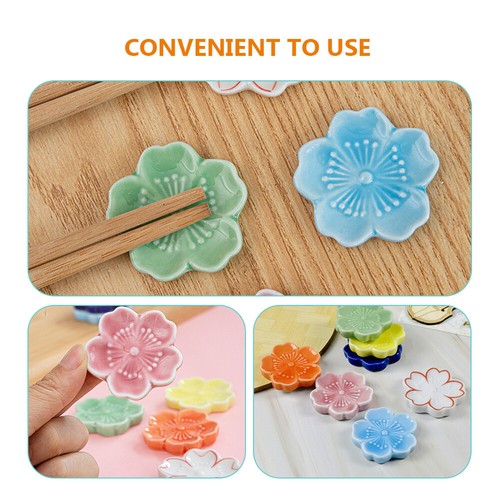 7PCS Ceramic Chopsticks Holders Sakura Pattern Spoons Storage Racks Gadgets - Picture 7 of 12
