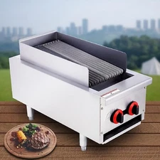 Hakka 14" Gas Grill Countertop Gas Radiant Charbroiler with 2 Burners 40,000 BTU