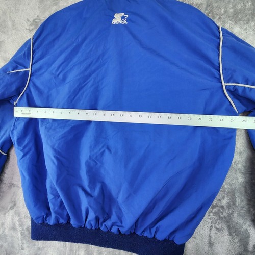 Dallas Cowboys Mens Bomber Jacket Blue Large Snap Button Team NFL by Starter VTG - Picture 9 of 12