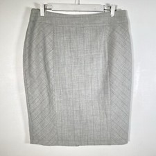 Forcast Womens Grey Pencil Check Back Slit Midi Skirt Size 16 Excellent SSi38