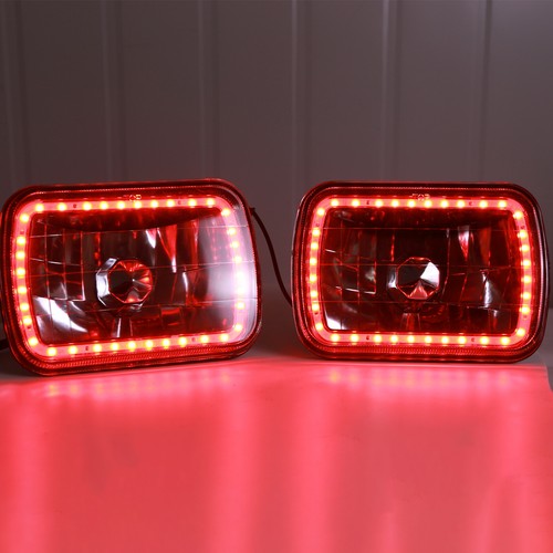 2PCS Square Color Change White Red Blue Green 7x6" LED Angel Eye Halo Headlights - Picture 8 of 14