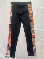 Balera Ladies Dance Leggings Size Large Black w/ Orange Gray Graffiti Design