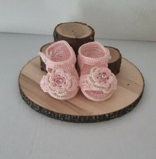 Sandaletti,0-3 mesi,rosa -beige,uncinetto, handmade,cotone,oeko-tex,fatte a mano