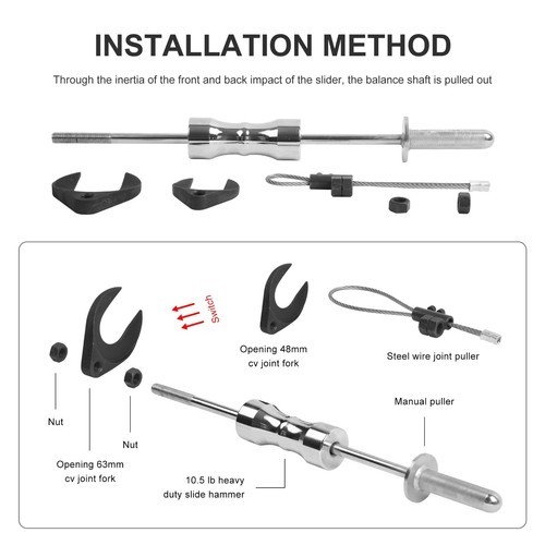Inner CV Joint Puller Slide Hammer Front Wheel Drive Axle Half Shaft Removal Kit - Picture 2 of 9