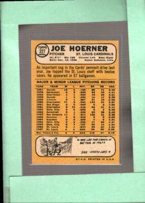 その他 B 1968 Topps #227 Joe Hoerner NM Near Mint Cardinals ID:56582 | eBay
